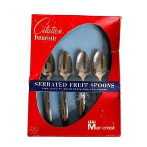 Mar-crest Citation Futuristic Atomic Starburst Stainless Serrated Fruit Spoons